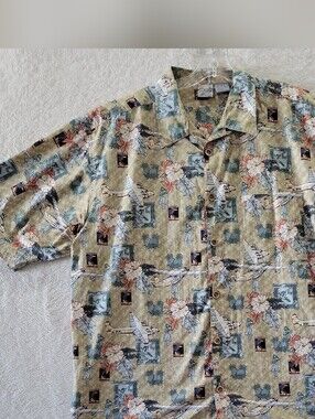 OP Hawaiian Camp Shirt Mens XXL Panair Jets Plane Floral Surf AOP Cotton VTG